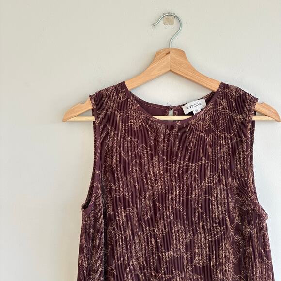 Evereve Hazel Pleated Floral Print Mini Dress Burgundy XS - Picture 8 of 8